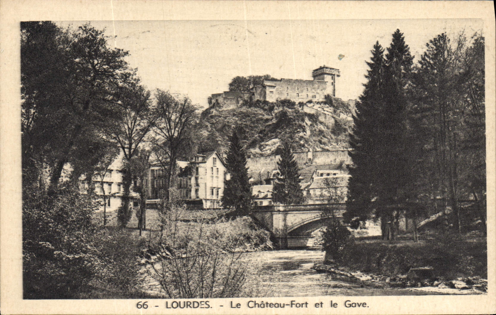 CPA Lourdes Le Chateau Fort et la Gave