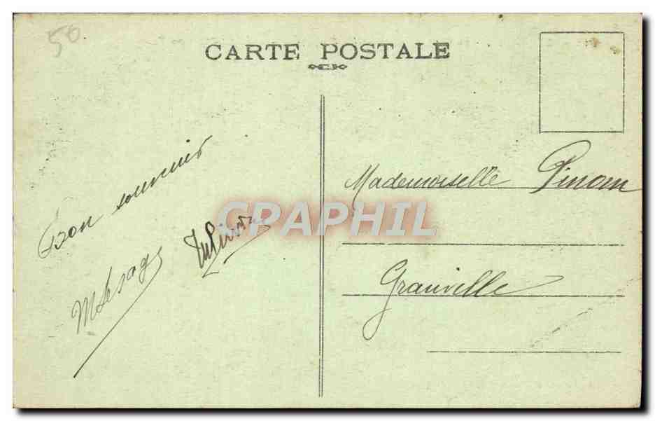 CPA Cherbourg La Gare Maritime et les Transbordeurs des compagnies transatlantiques Bateaux  — Rückseite