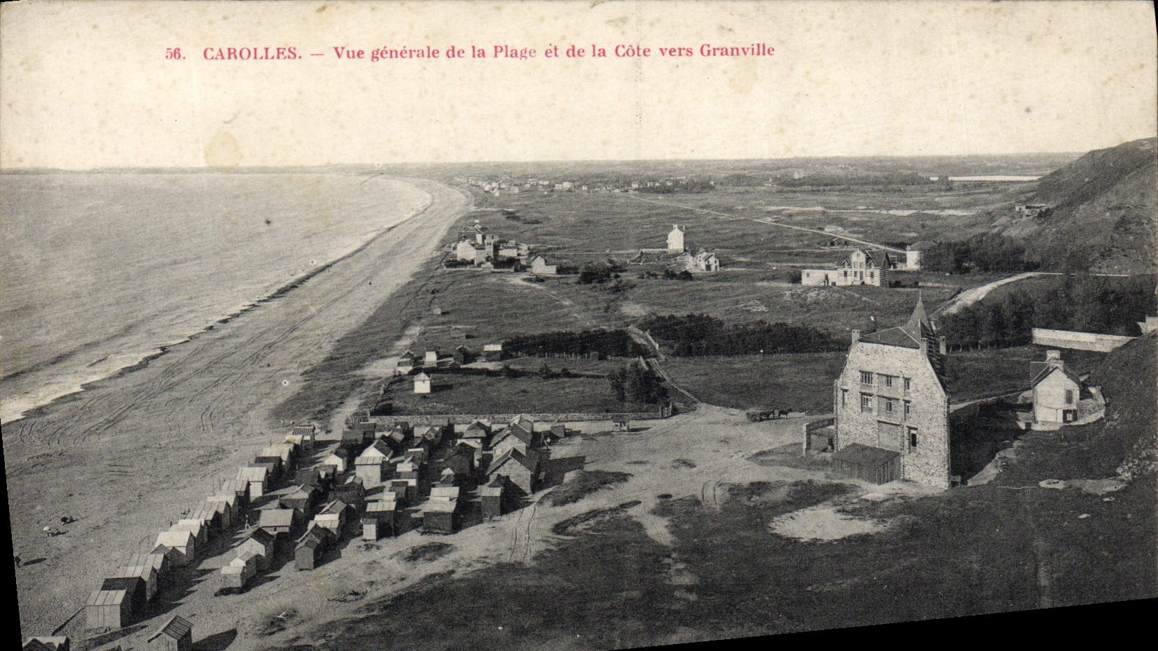 Carolles — Vue générale de la Plage et de la Côte vers Granville — Éditeur non identifié, n° 56