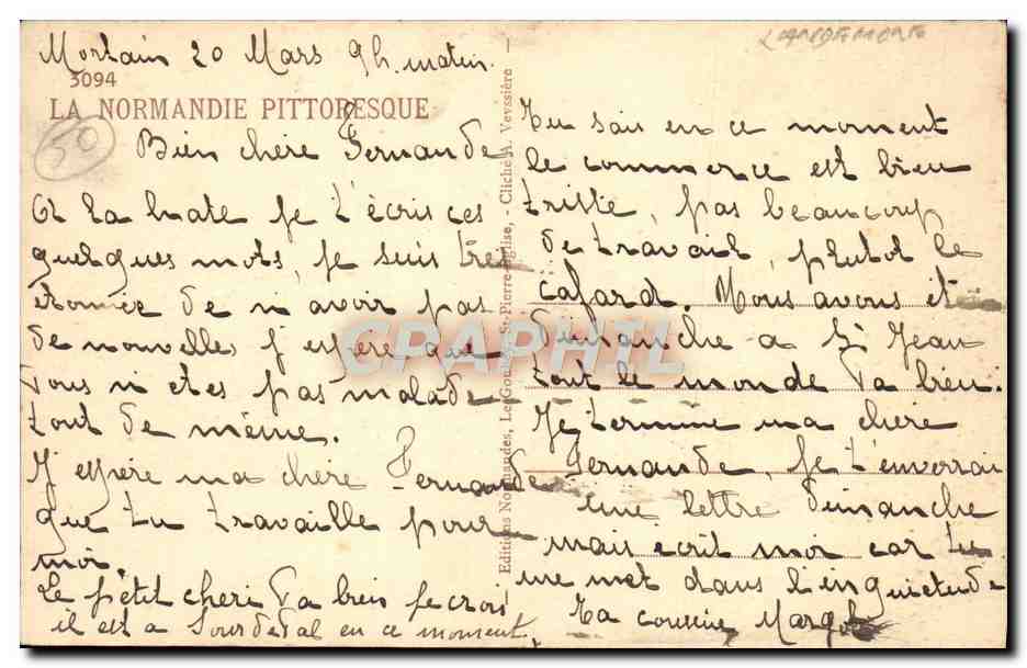 CPA La Normandie Homme Folklore — Verso
