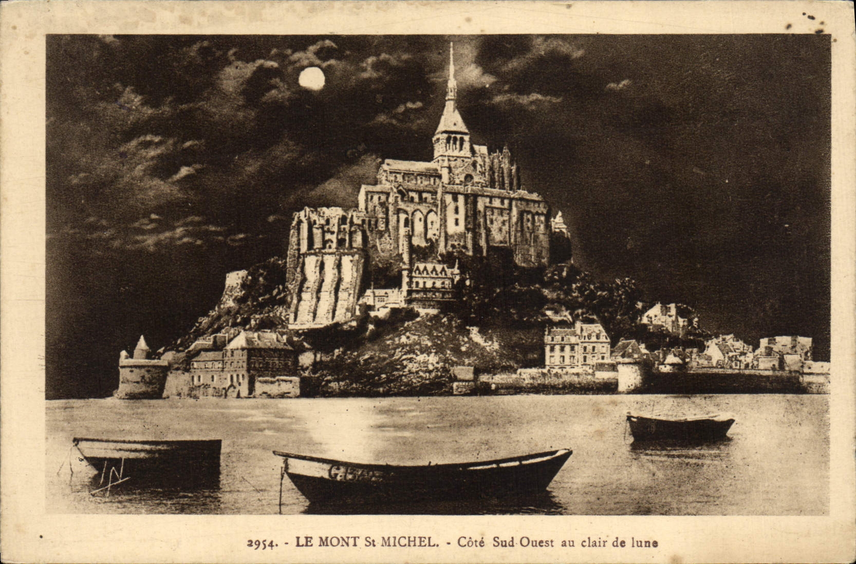 CPA Le Mont St Michel Cote Sud ouest au clair de lune
