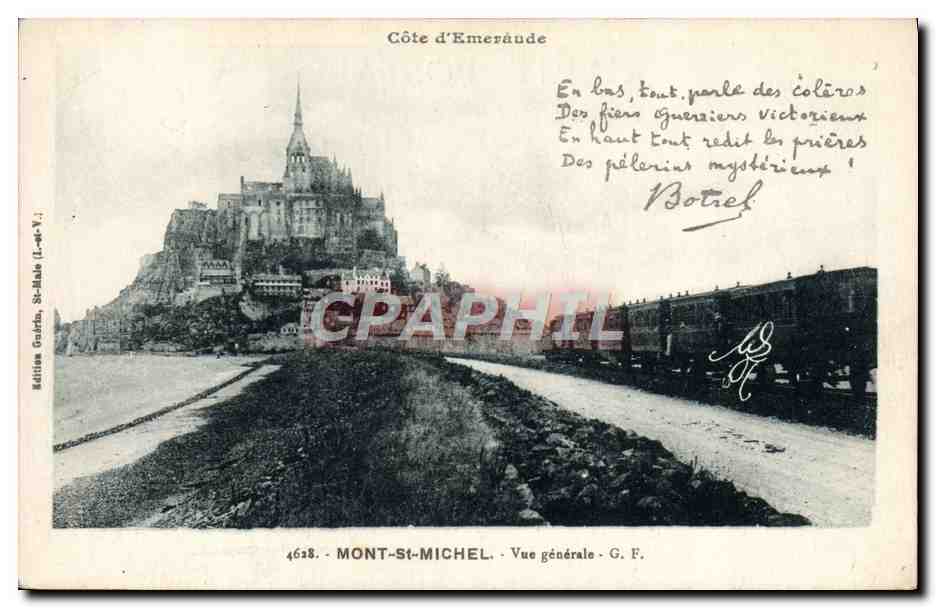 CPA Le Mont St Michel Vue Generale Train Botrel
