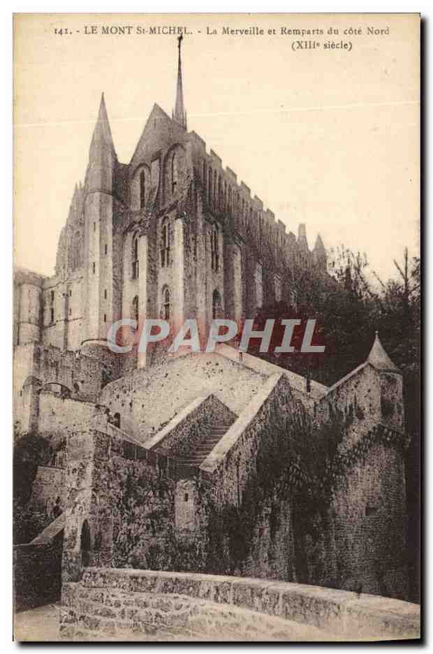 CPA Mont St Michel La merveille et remparts du cote Nord