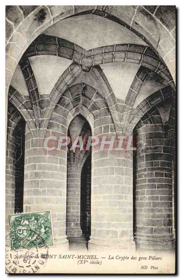 CPA Mont St Michel La Crypte des Gros Piliers