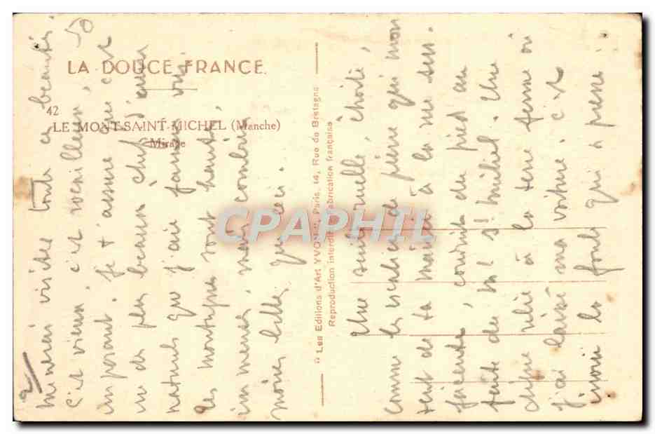 CPA Mont St Michel  — Verso
