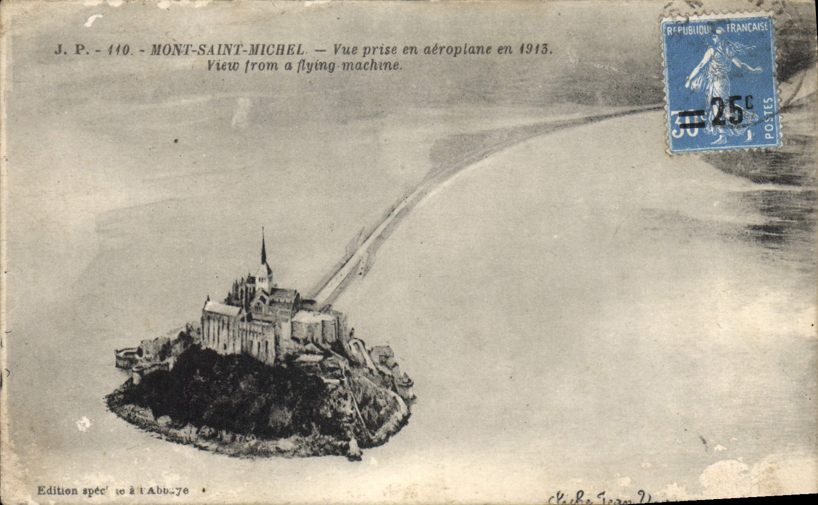 CPA Mont Saint Michel Vue Prise en Aeroplane en 1913