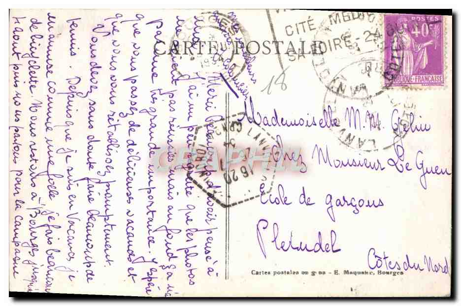 CPA Bourges Maison de la Reine Blanche — Rückseite