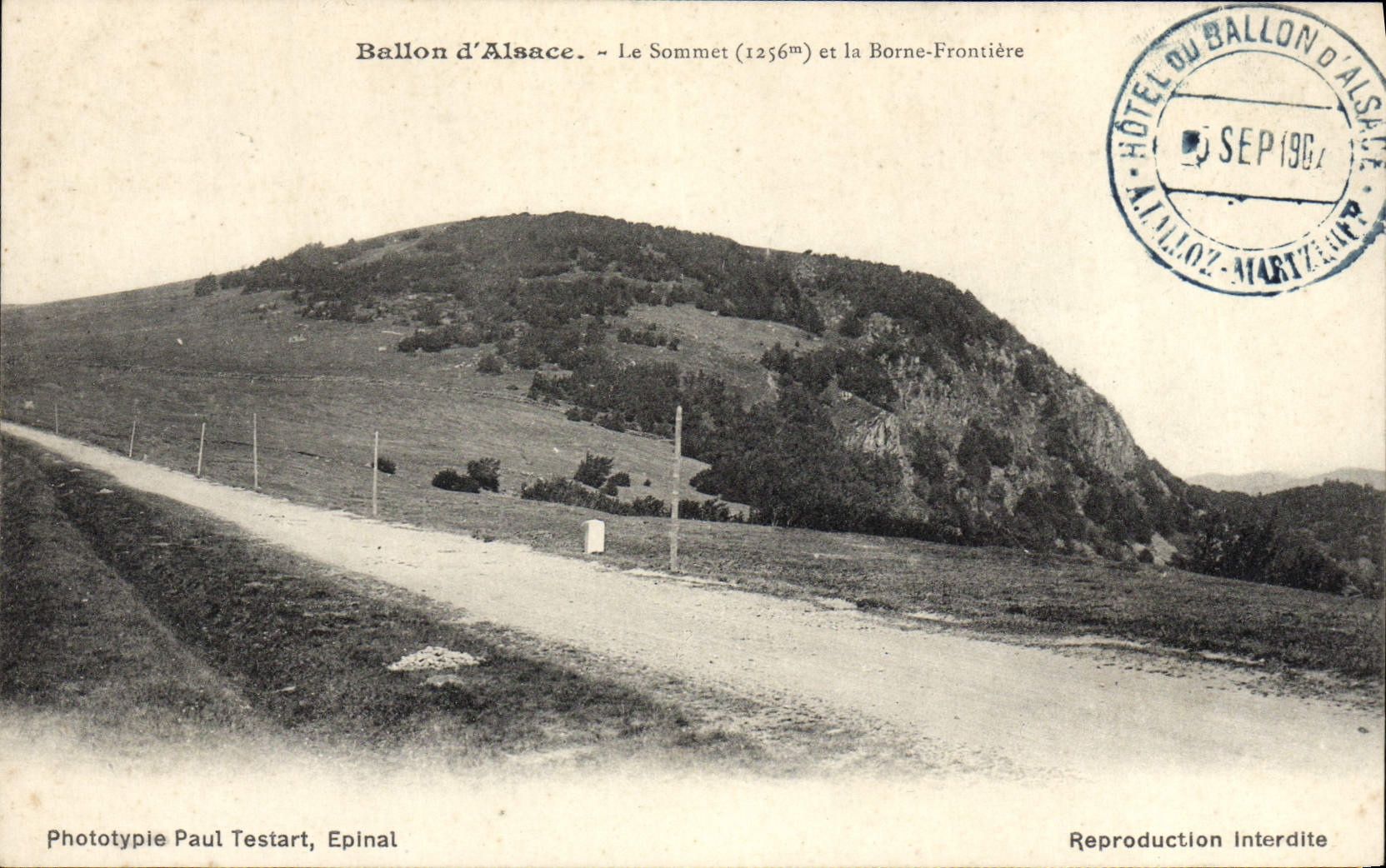 Ballon d'Alsace — Le Sommet (1256m) et la Borne-Frontière — Phototypie Paul Testart, Epinal