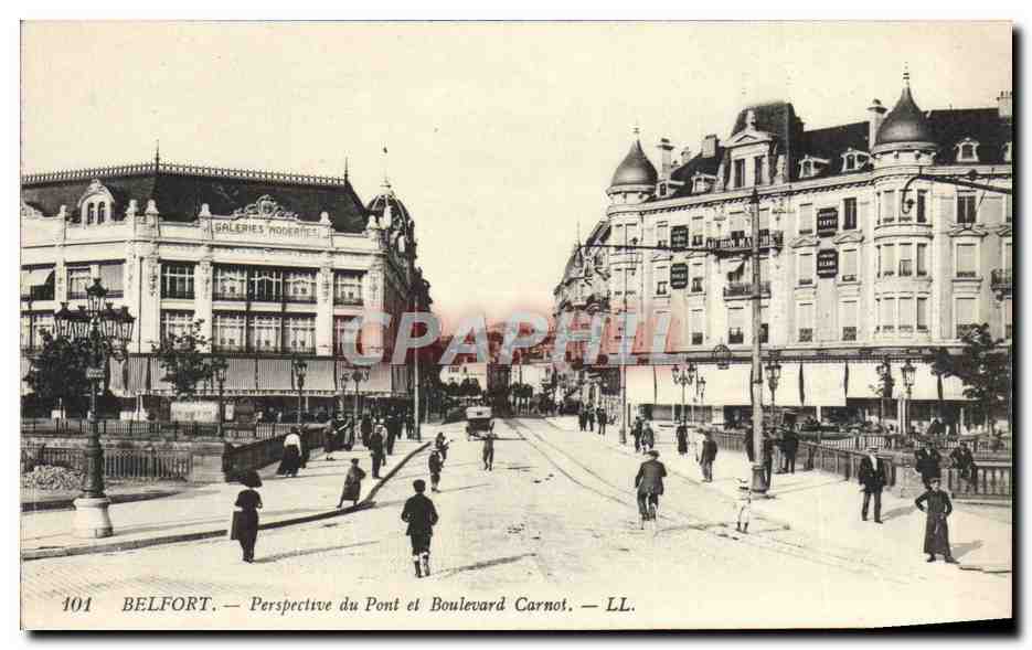 CPA Belfort Perspective du pont et boulevard Carnot