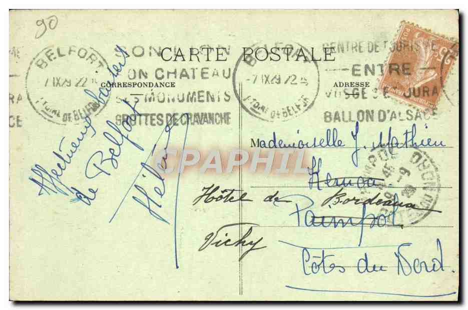 CPA Belfort Le lion — Verso