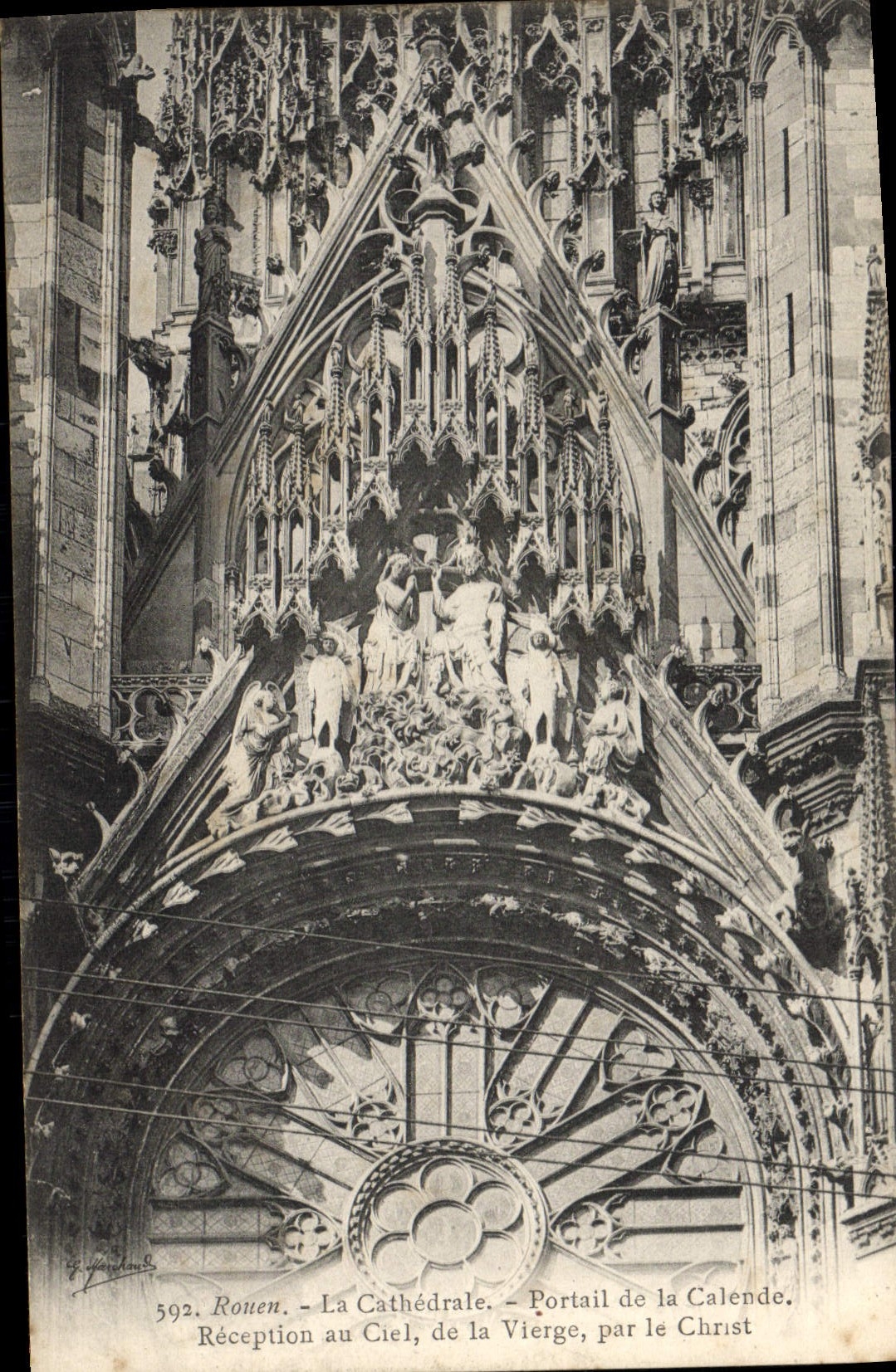 CPA Rouen Cathedrale Portail de la Calende Reception au ciel de la vierge par le Christ 