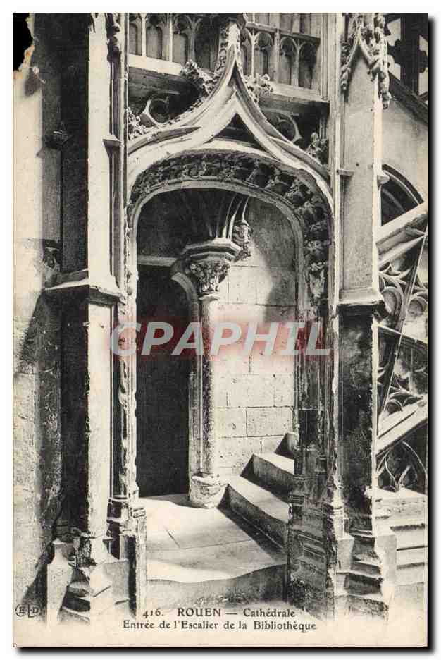 CPA Rouen Portail Entree de l'escalier de la bibliotheque