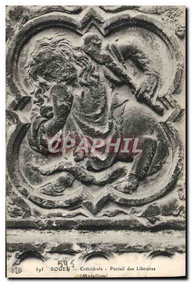 CPA Rouen Cathedrale Portail des Libraires Medaillons