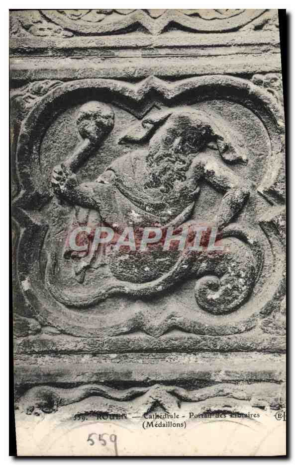 CPA Rouen Cathedrale Portail des Libraires Medaillons 