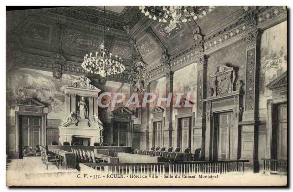 CPA Rouen Hotel de ville Salle du conseil municipal