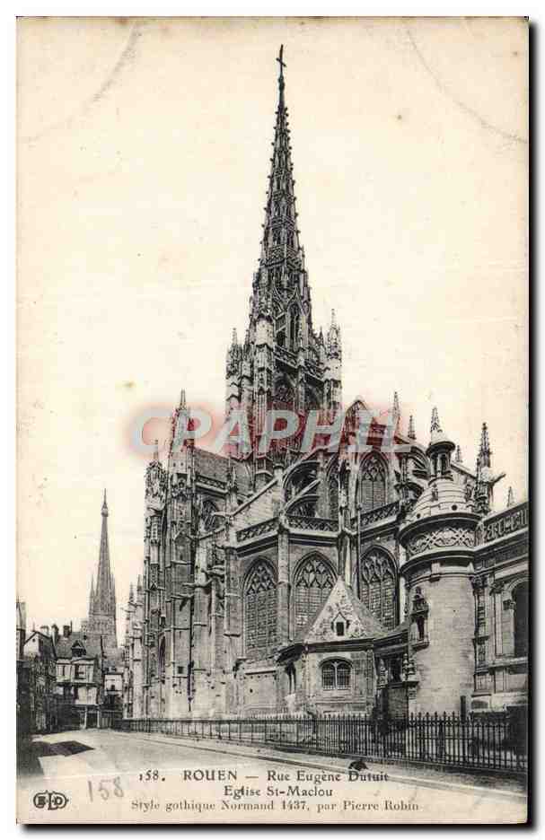 CPA Rouen Rue Eugene Dutuit Eglise St Maclou