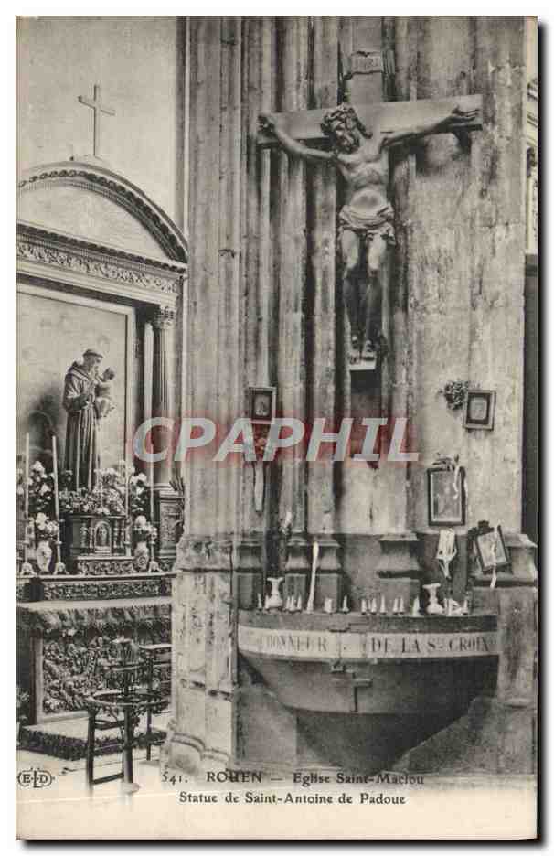 CPA Rouen Eglise Saint Maclou statue de Saint Antoine de Padoue Christ