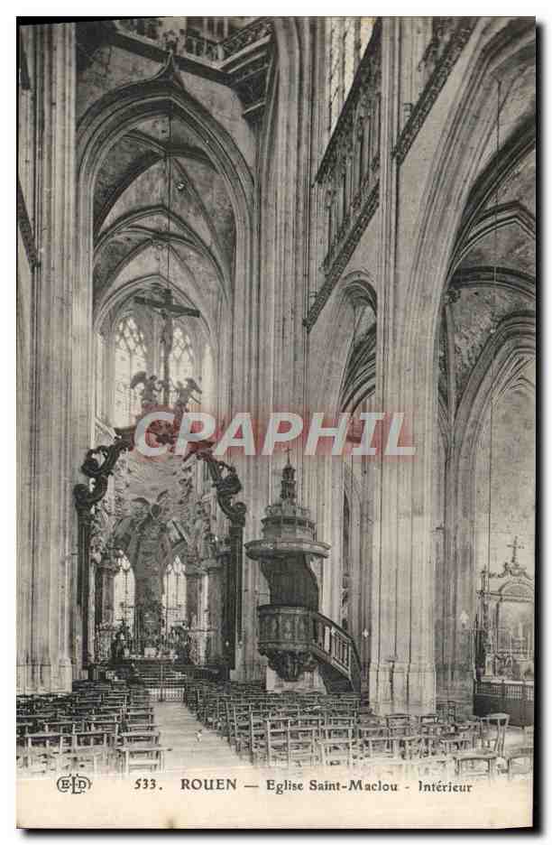 CPA Rouen Eglise Saint Maclou Interieur