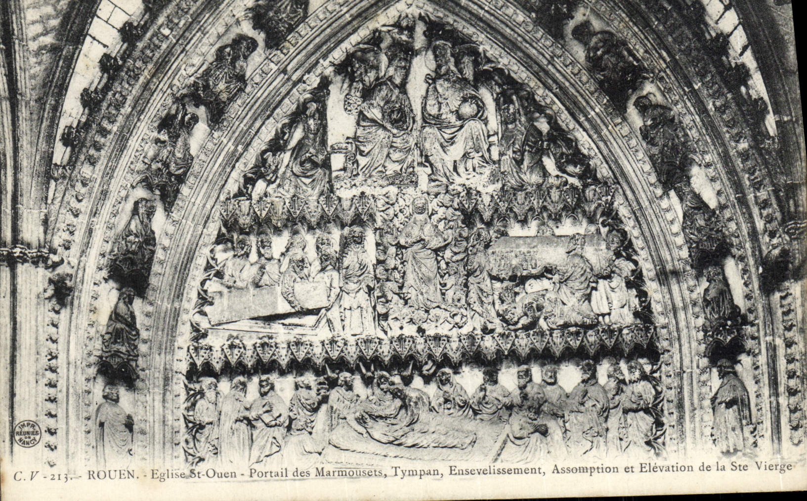 CPA Rouen L'Eglise Saint Ouen Portail des Marmousets Tympan Ensevelissement Assomption et Elevation de la Ste Vierge 