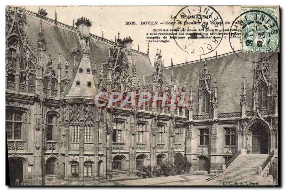 CPA Rouen Cour et Escalier du Palais de justice
