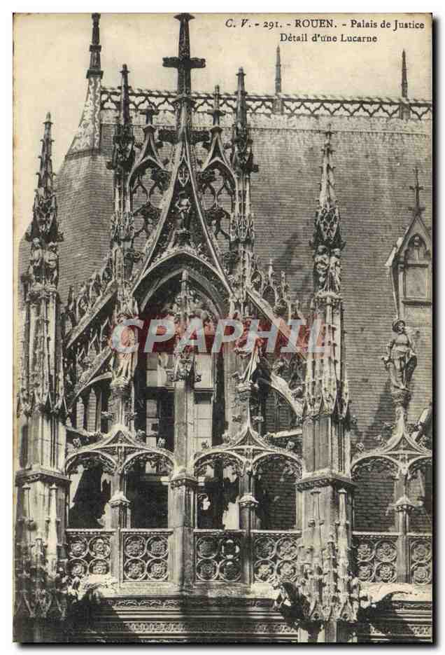CPA Rouen Le Palais de Justice Detail d'une lucarne