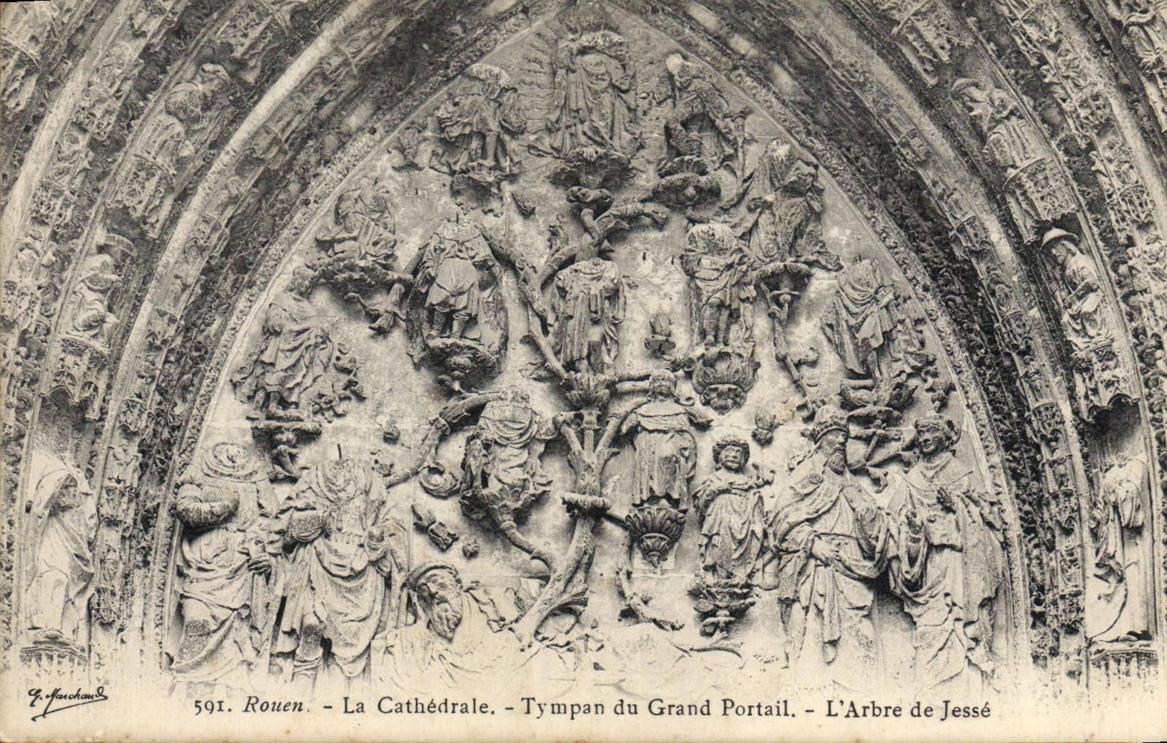CPA La Cathedrale De Rouen Tympan du Grand Portail L'arbre de Jesse