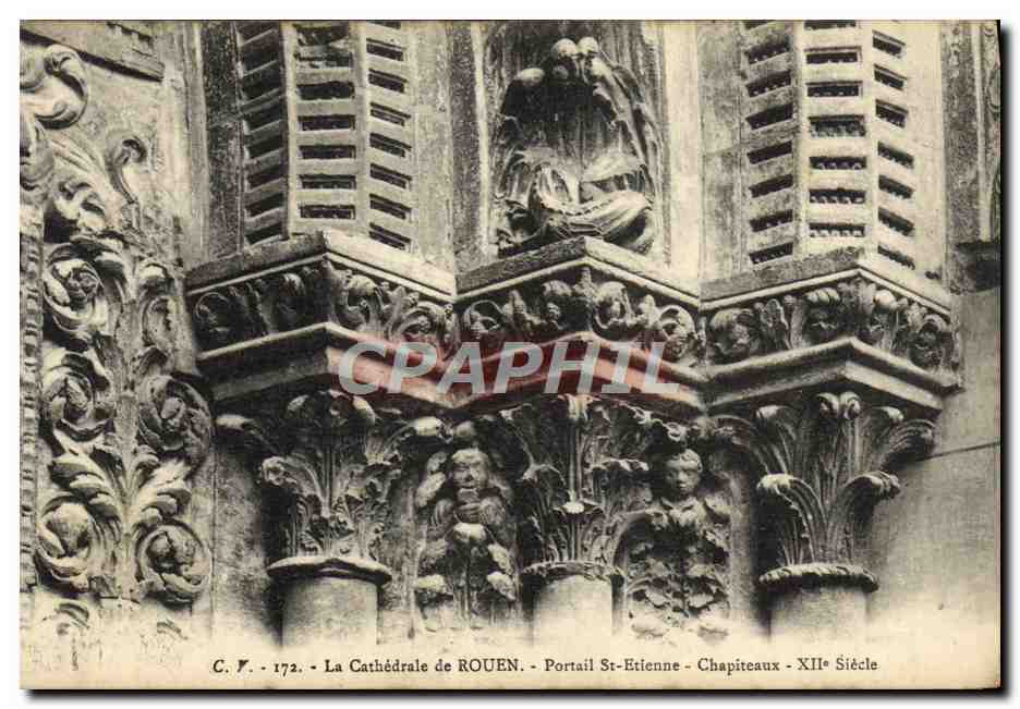 CPA Cathedrale de Rouen Portail Saint Etienne Chapiteaux