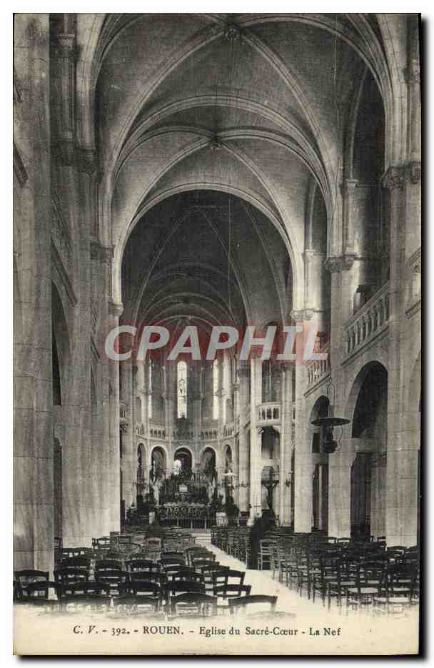CPA Rouen Eglise du Sacre Coeur La nef