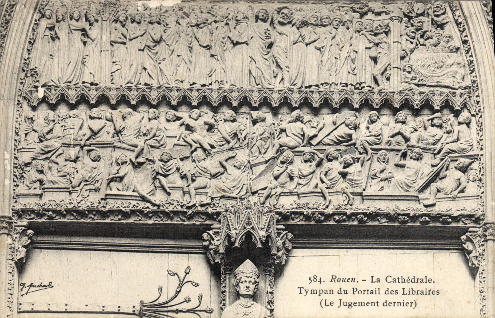 CPA Rouen La Cathedrale Tympan du Portail des Libraires Le jugement dernier