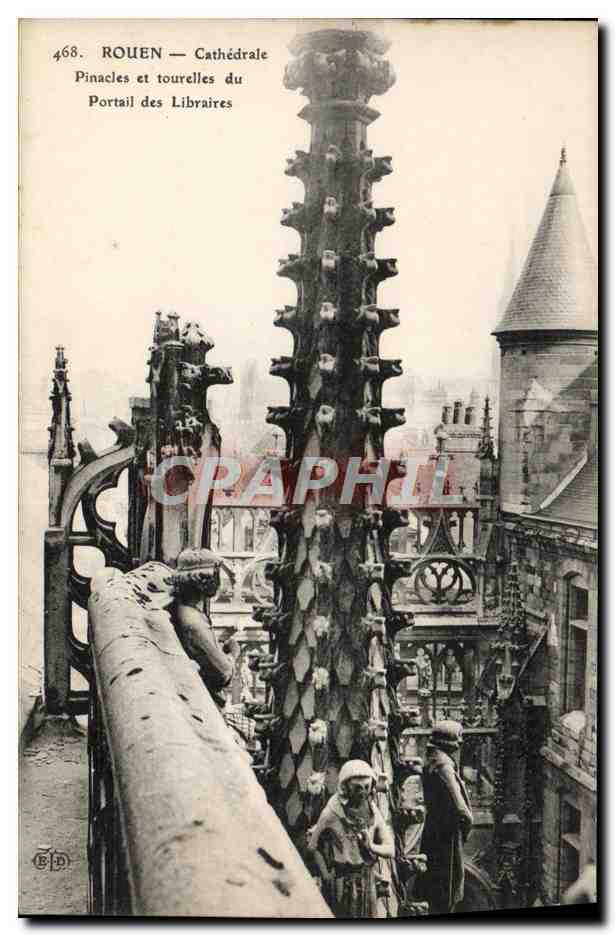 CPA Rouen La Cathedrale Pinacles et Tourelles du portail des libraires