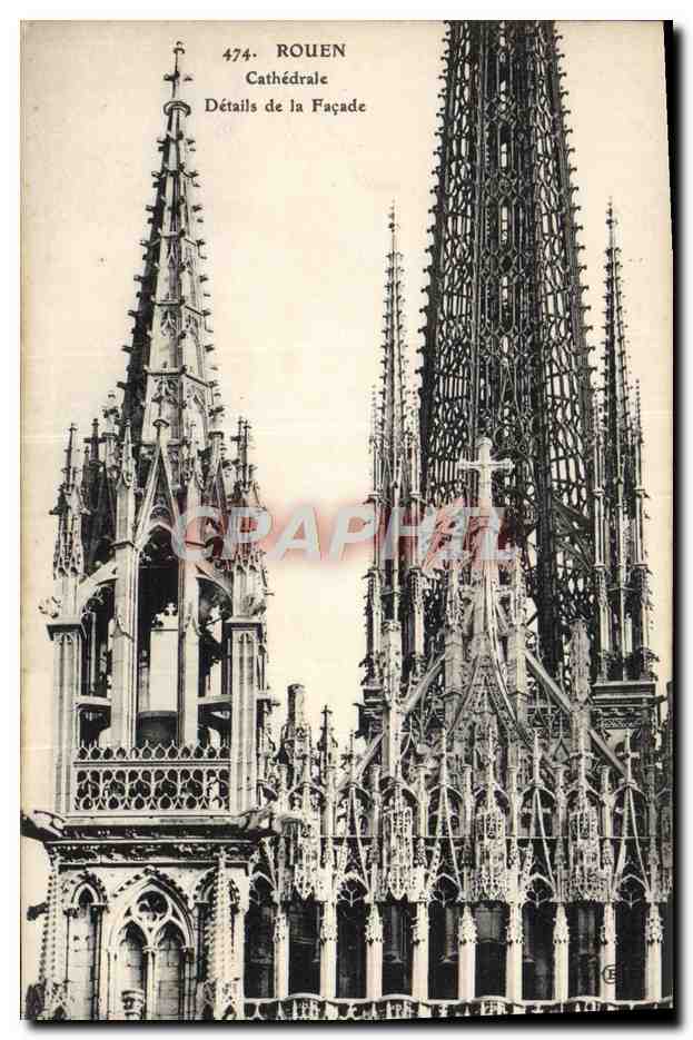 CPA Rouen Cathedrale Details de la Facade