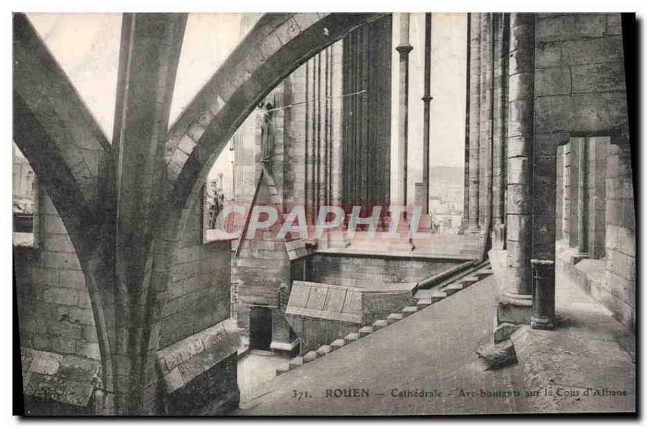CPA Rouen Cathedrale Arc boutant sur la cour d'albane 