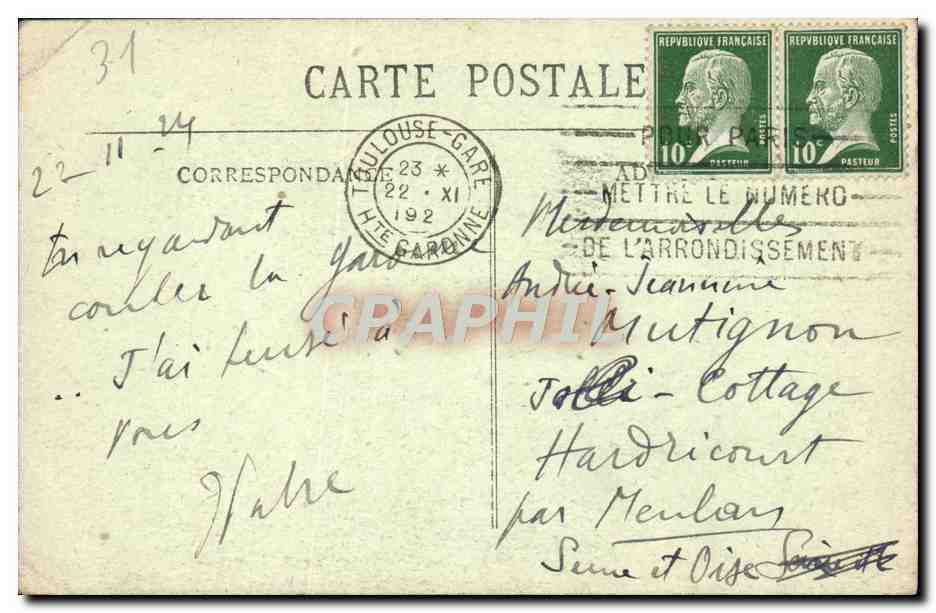 CPA Toulouse La Chaussee de Tounis — Rückseite