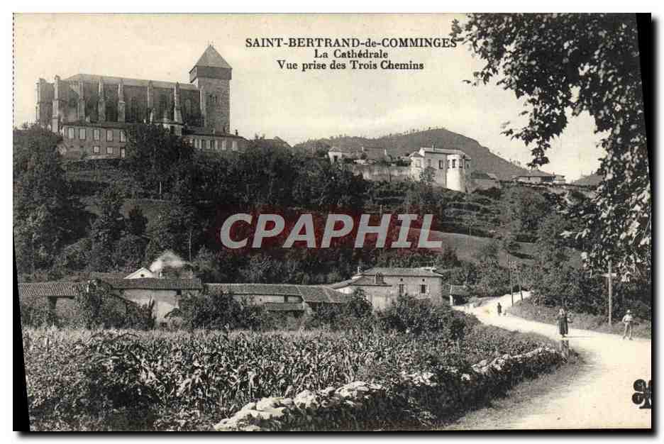 CPA Saint Bertrand de Comminges La Cathedrale Vue prise des trois chemins 