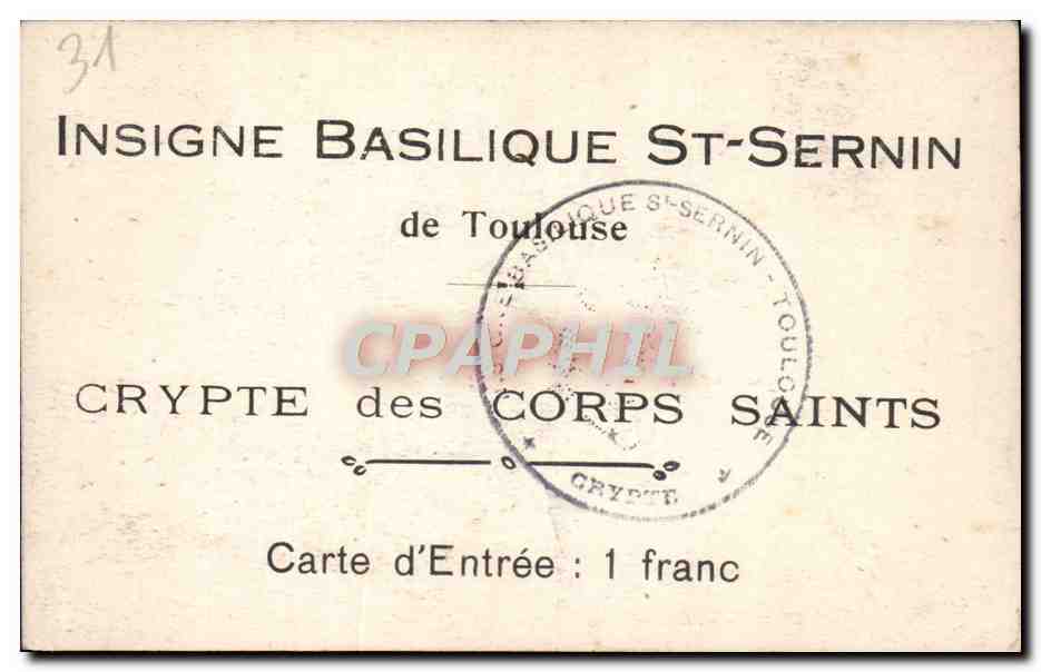 Crypte des Corps Saints — Basilique Saint-Sernin — Toulouse — Verso