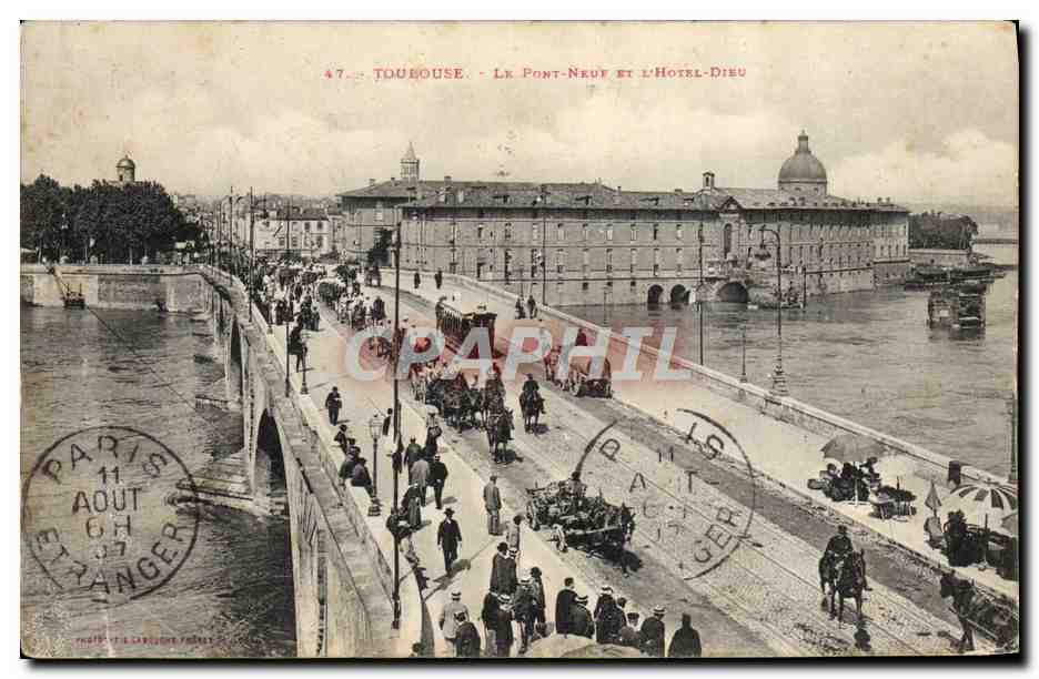 CPA Toulouse Le Pont Neut et L'Hotel Dieu 