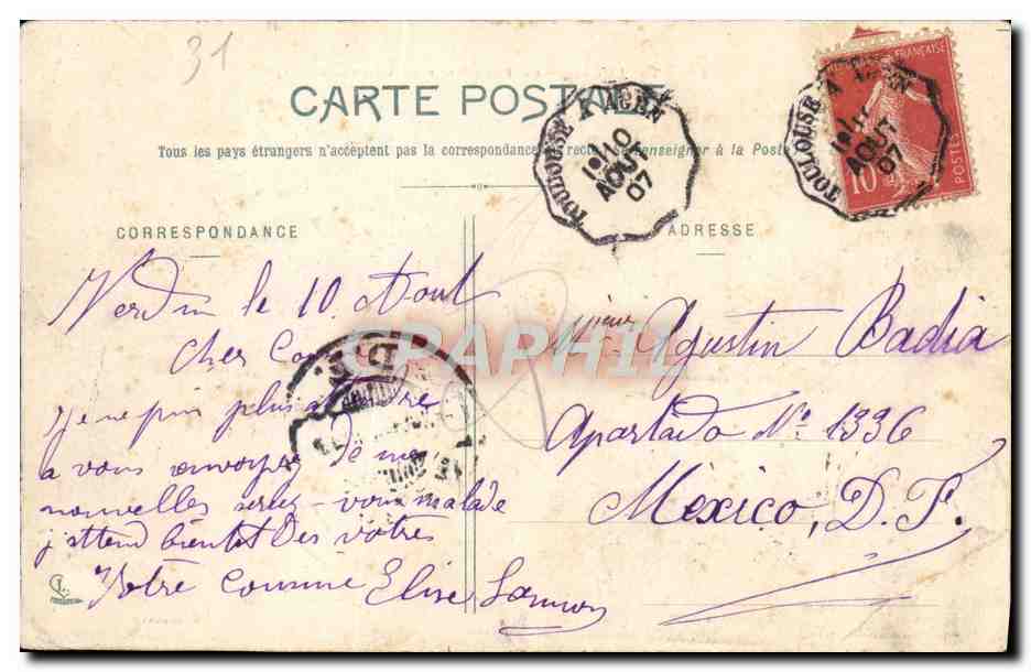 CPA Toulouse Le Pont Neut et L'Hotel Dieu  — Verso