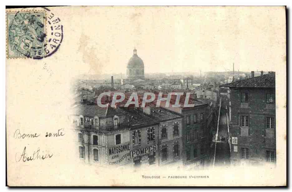 Toulouse — Faubourg Saint-Cyprien — vue urbaine avec éditeur Mayssonnie