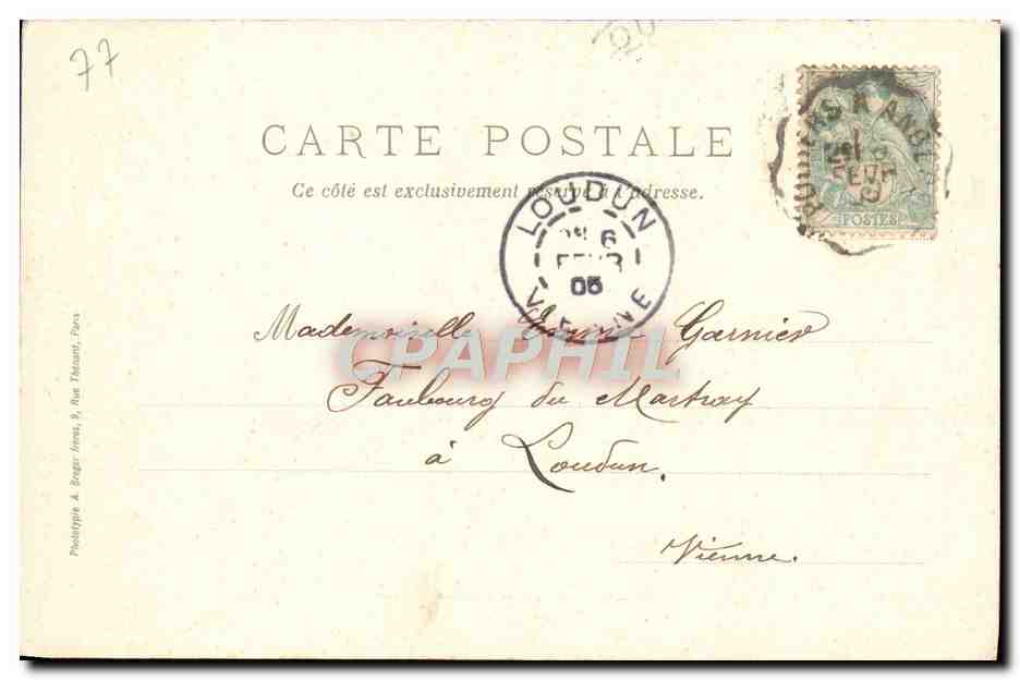 Wald von Fontainebleau — Aussichtspunkt der Königin Amélie — n°12 — Rückseite