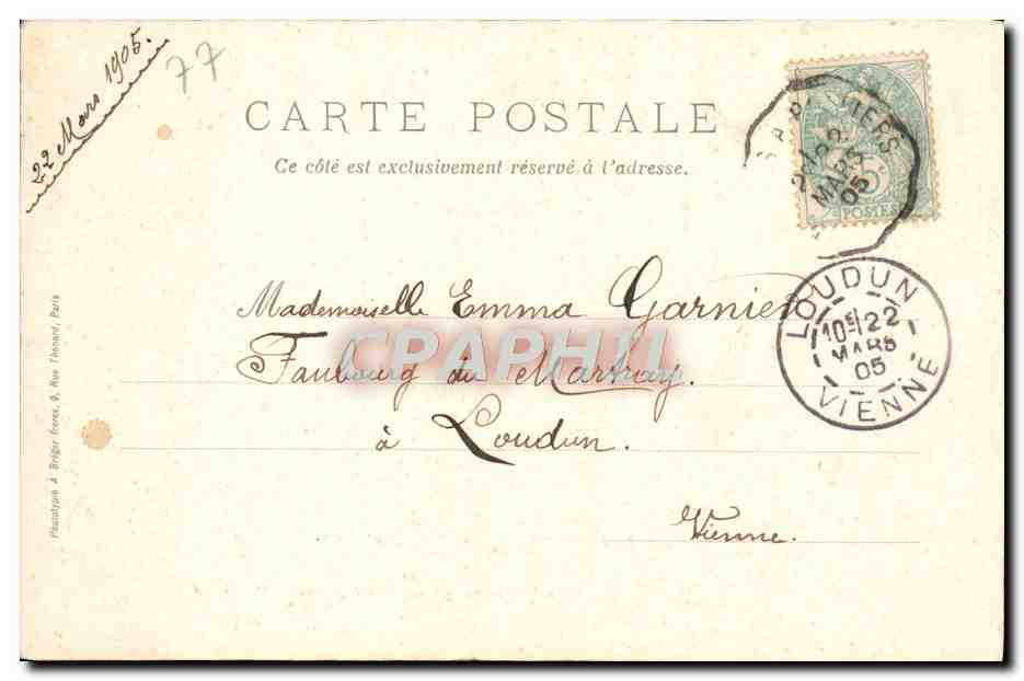 Fontainebleau Forest — Velléda Cave — publisher H. Béguin & Cie, n°6 — Back