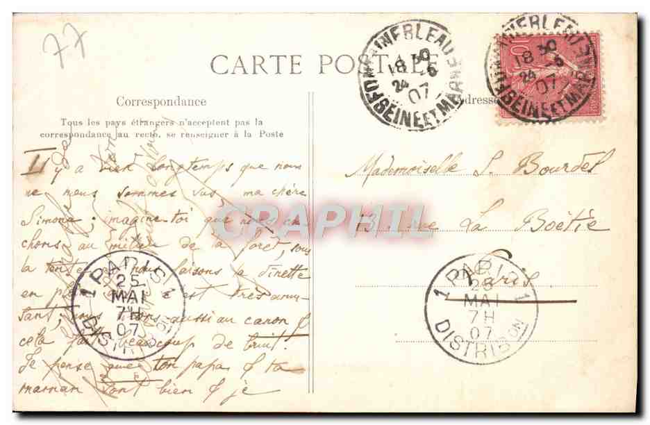 Parque de Fontainebleau — El Estan y su Pavillon — E. L. D. — n° 186 — Reverso