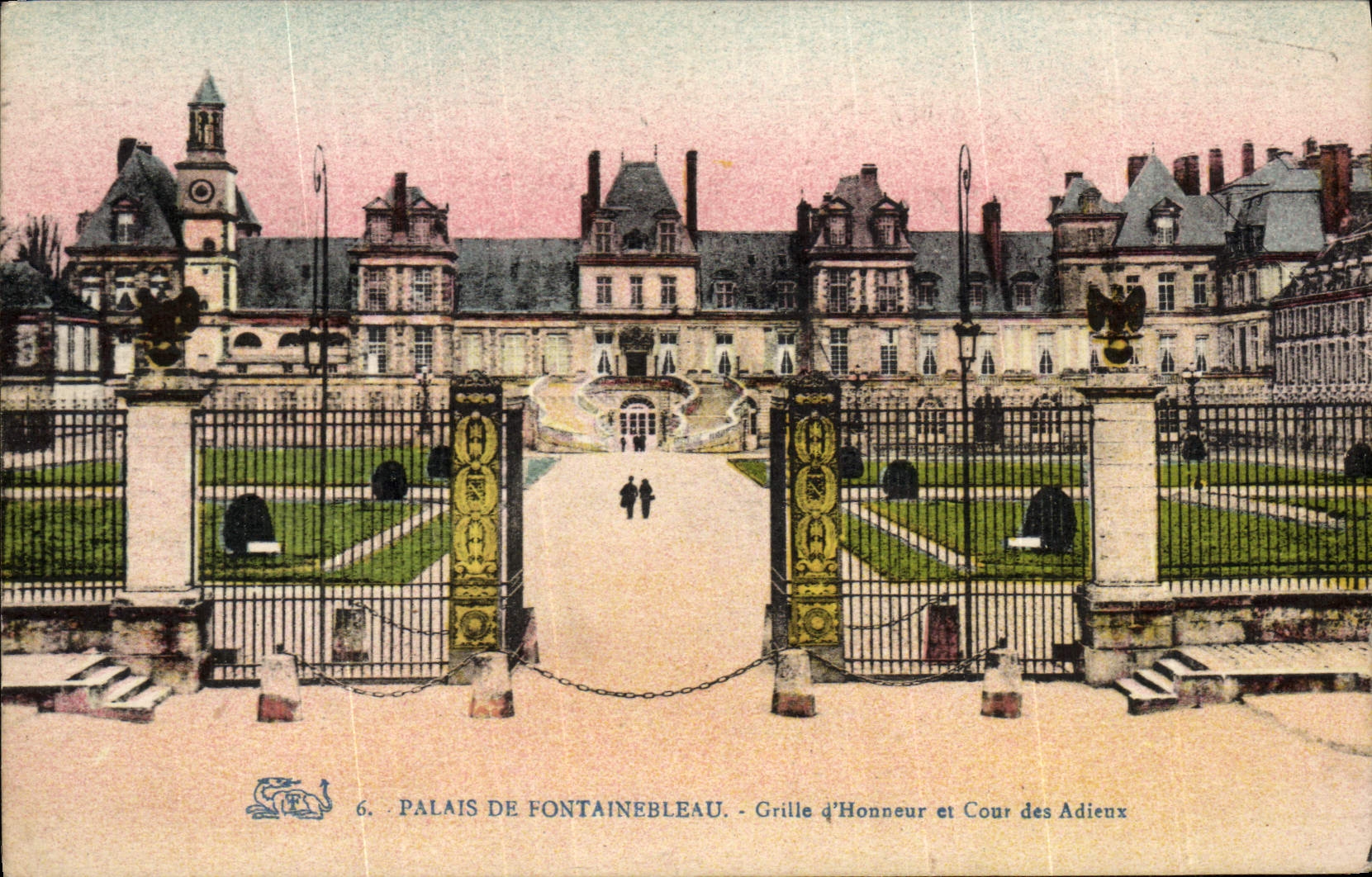 Palazzo di Fontainebleau — Griglia d'onore e Cortile degli Addii — editore non identificato, n°6