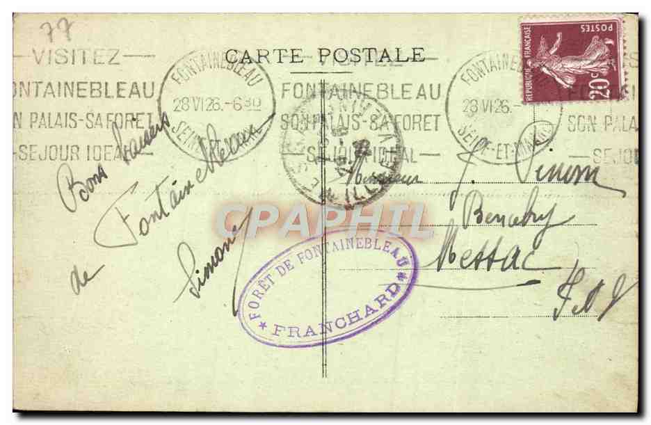 Palazzo di Fontainebleau — Griglia d'onore e Cortile degli Addii — editore non identificato, n°6 — Verso