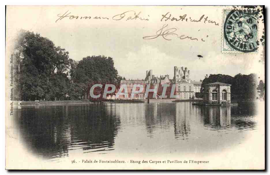 Palazzo di Fontainebleau — Étang des Carpes e Pavillon dell'Imperatore — Thibault, Miteurs, Fontainebleau-Molin