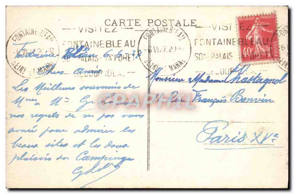 Foresta di Fontainebleau — Il Sfinge dei Druidi (Frauchard) — n°52 — Verso