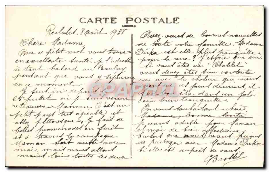 Bosque de Fontainebleau — Los Mausoleos de Apremont — n°399 — Reverso