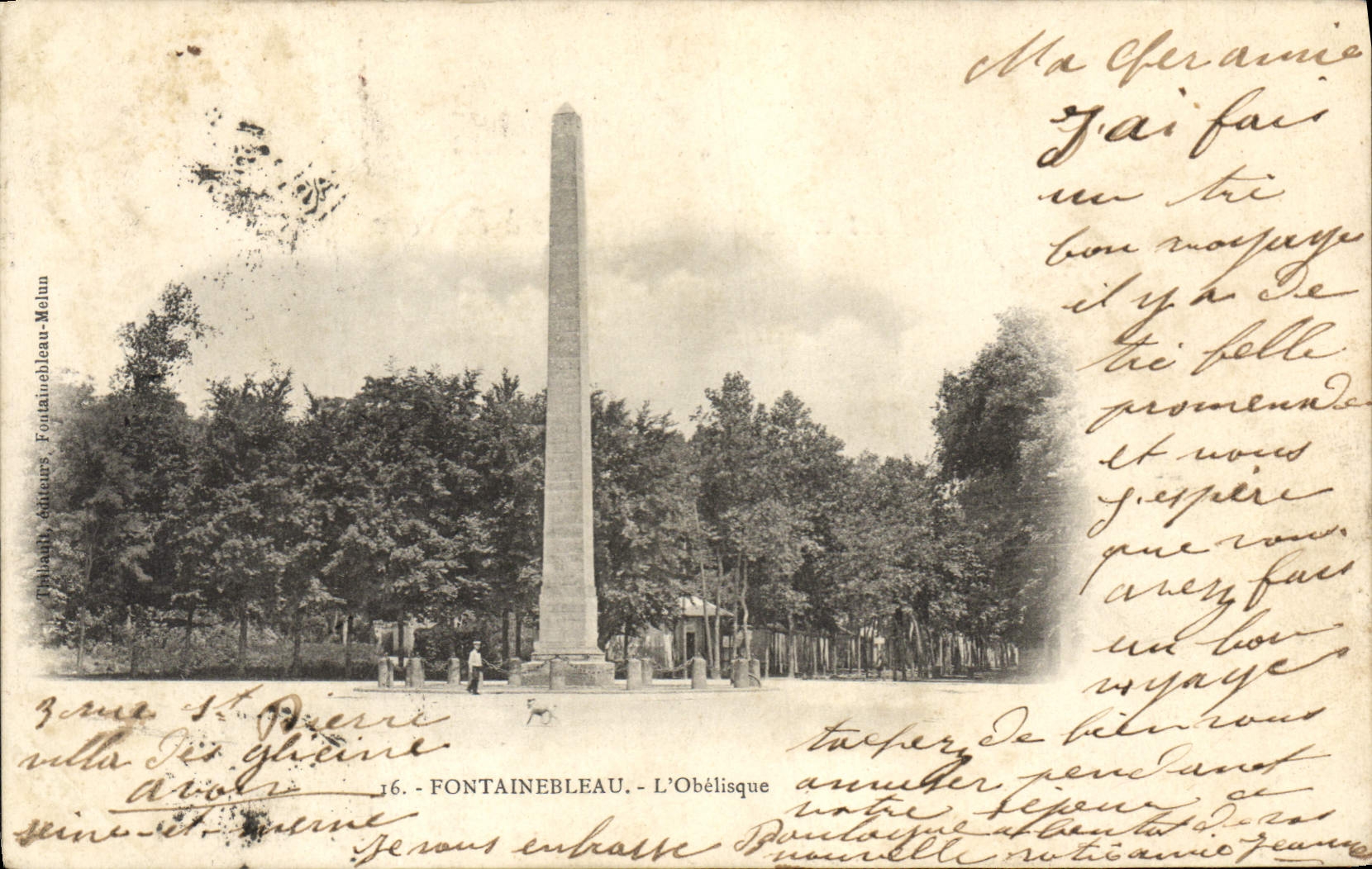 Fontainebleau - L'Obélisque — éditeur Tiphaine, n°16 - Anverso