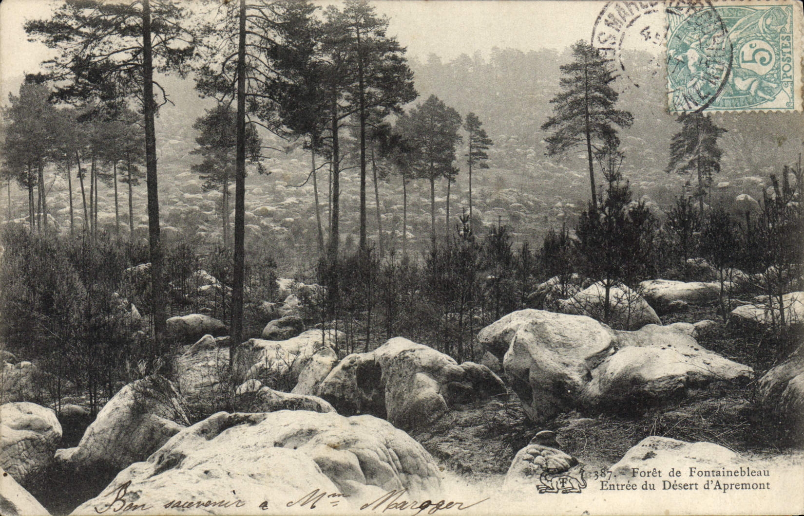 Foresta di Fontainebleau — Entrata del Deserto d'Apremont — Editore : 387