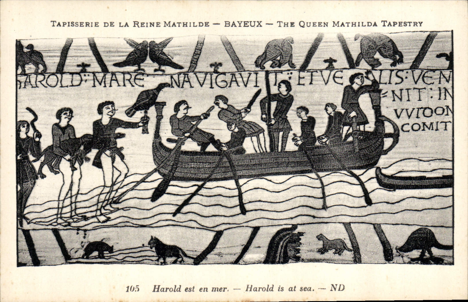 Tapisserie de la Reine Mathilde — Bayeux — The Queen Mathilda Tapestry — Harold est en mer