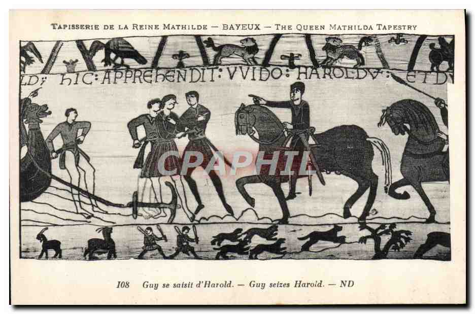 Tapisserie de la Reine Mathilde — Bayeux — The Queen Mathilda Tapestry — scène 108 : Guy saisit Harold